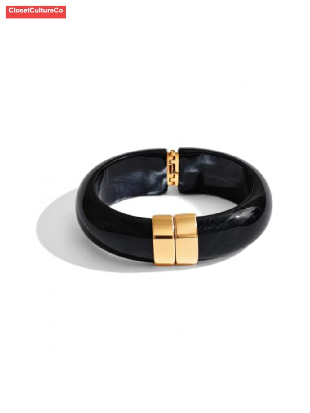 Chunky Resin Bangle Bracelet with 18K Gold Plated Stainless Steel Accents